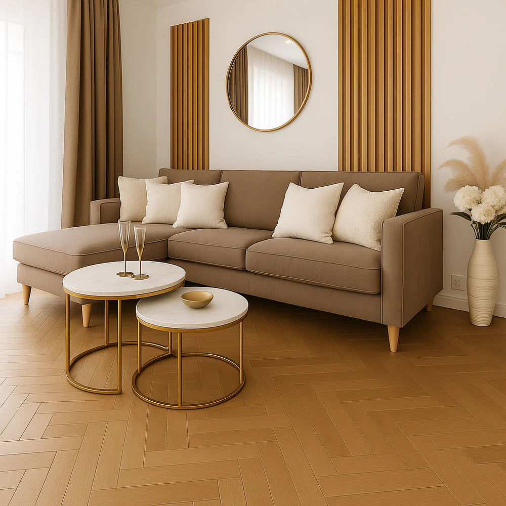 Woonkamerinterieur van de Buitenkamer Kiefern modulaire woning