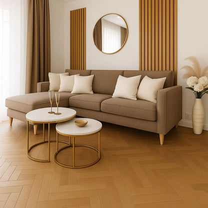 Woonkamerinterieur van de Buitenkamer Kiefern modulaire woning