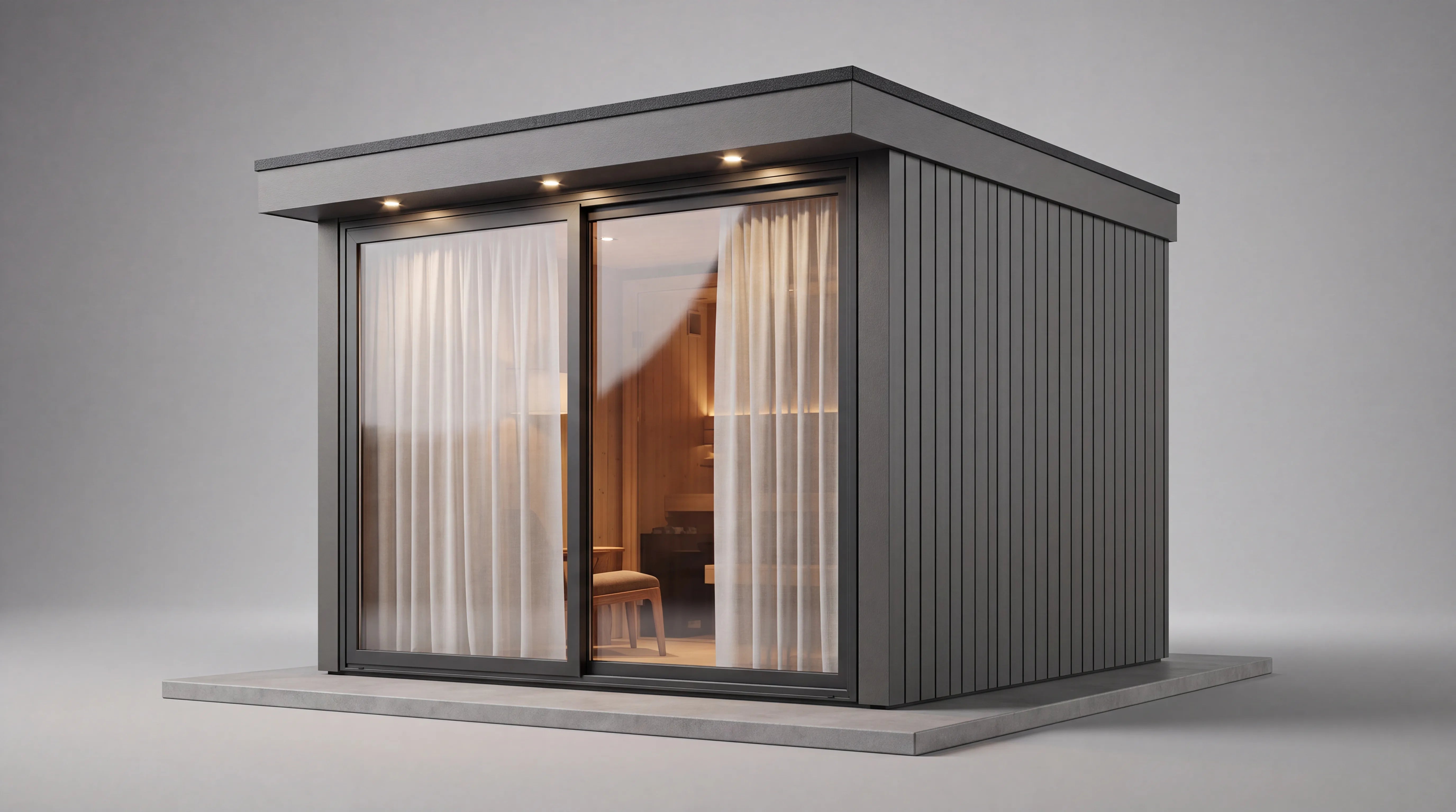 Brebio 90 modulaire woning met verticale Keralit gevelbekleding in antraciet